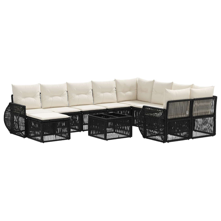 Havesofa Sæt 11 stk. Sort polyrattan