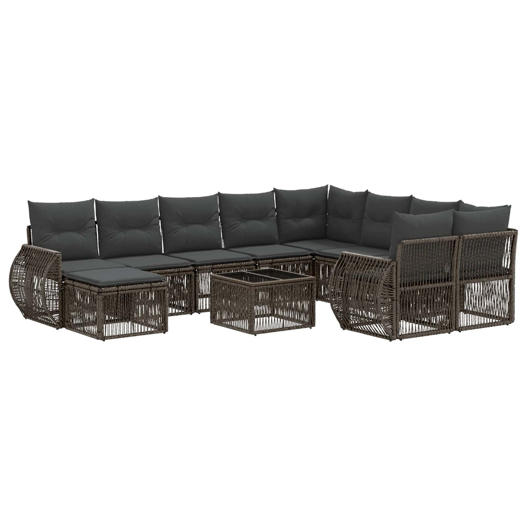 Havesofa Sæt 11 stk. Grå polyrattan