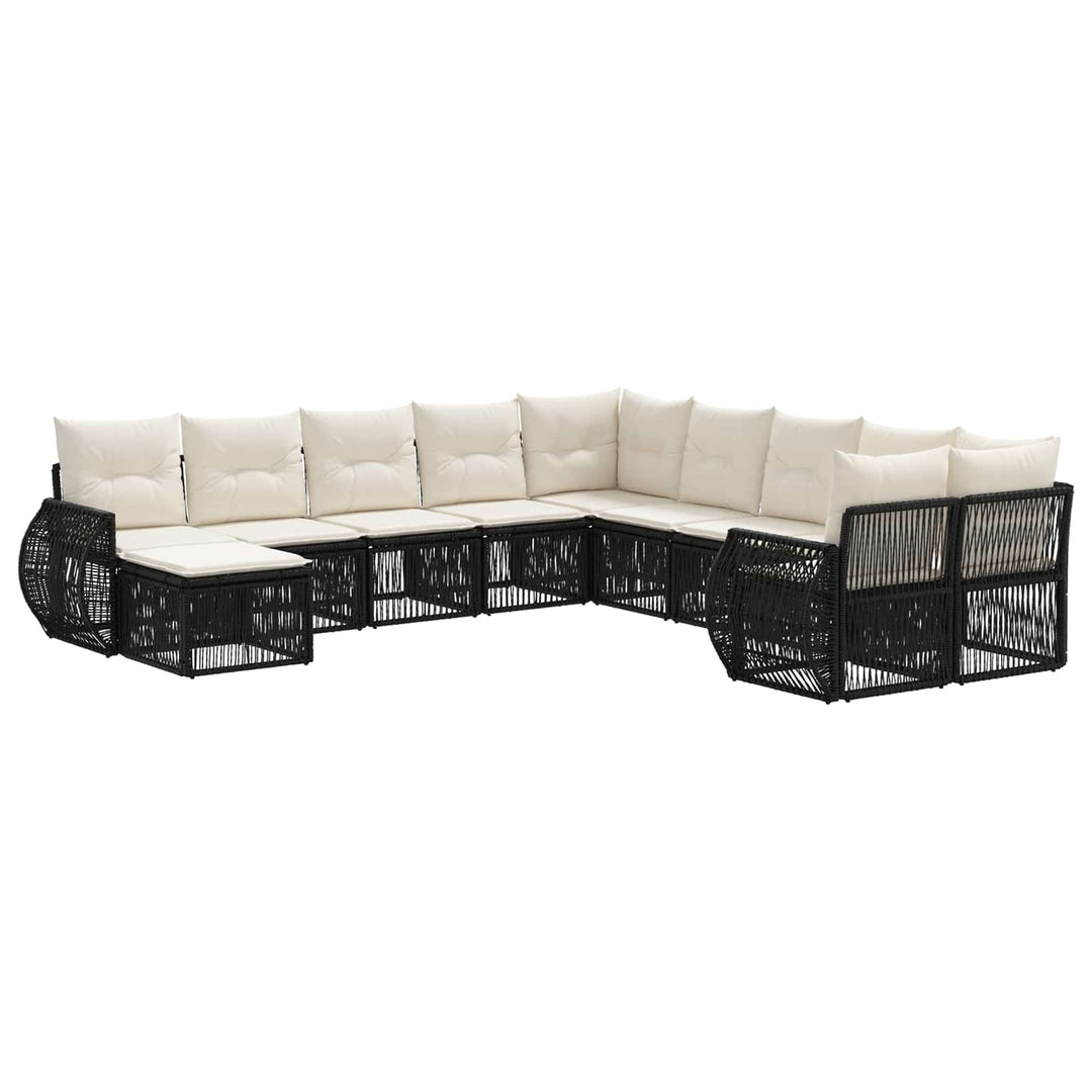 Havesofa Sæt 11 stk. Sort polyrattan