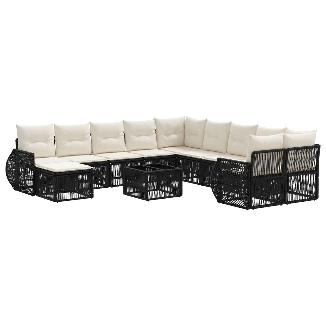Havesofa Sæt 12 stk. Sort polyrattan