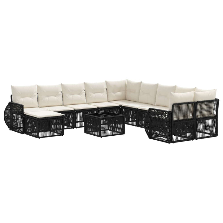 Havesofa Sæt 12 stk. Sort polyrattan