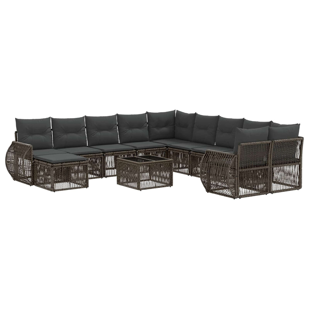 Havesofa Sæt 12 stk. Grå polyrattan