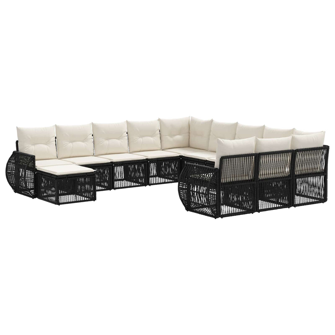Havesofa Sæt 12 stk. Sort polyrattan