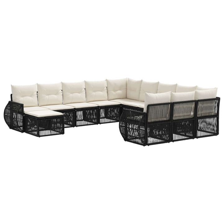 Havesofa Sæt 12 stk. Sort polyrattan