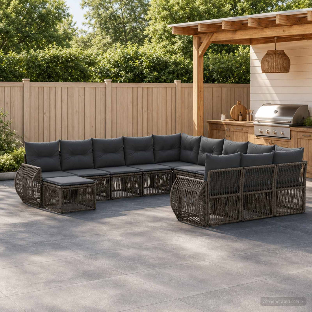Havesofa Sæt 12 stk. Grå polyrattan