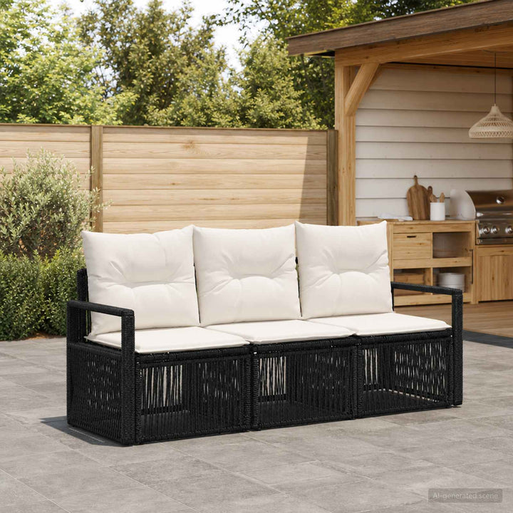 Havesofa Sæt 3 stk. Sort polyrattan