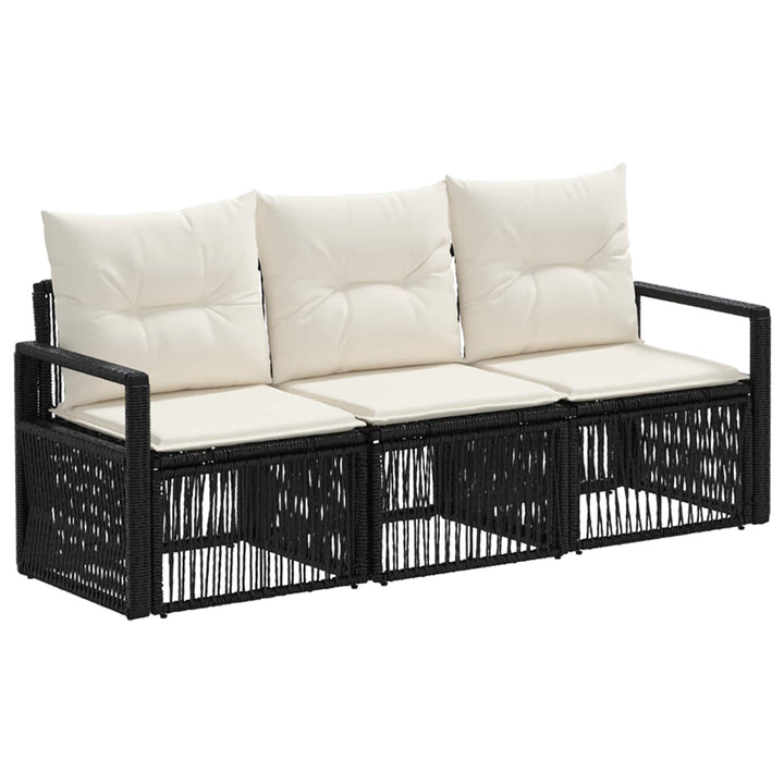 Havesofa Sæt 3 stk. Sort polyrattan
