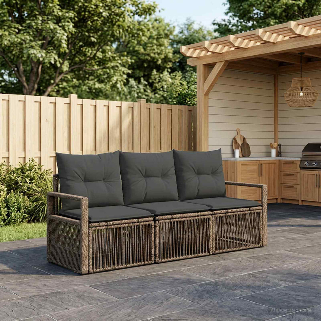 Havesofa Sæt 3 stk. Grå polyrattan