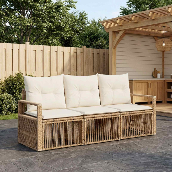Havesofa Sæt 3 stk. Beige polyrattan