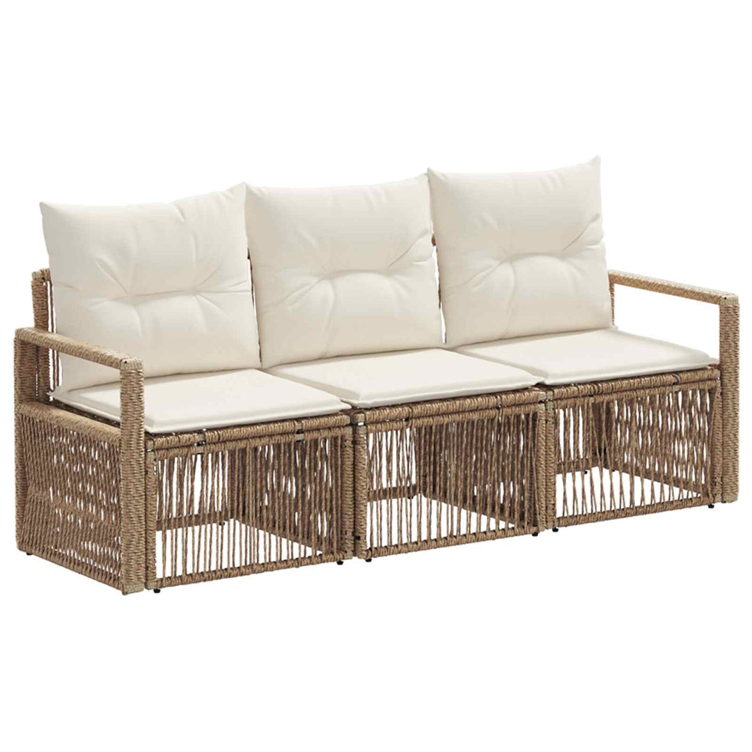 Havesofa Sæt 3 stk. Beige polyrattan