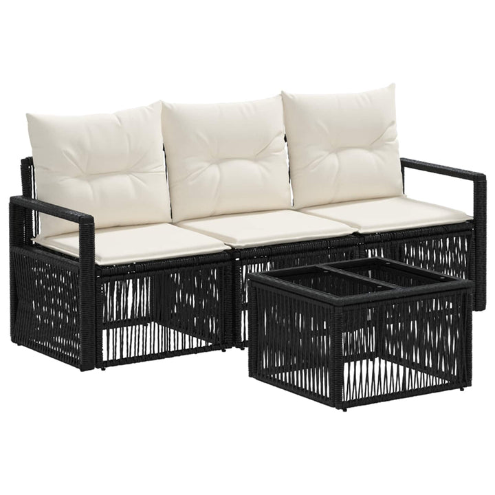 Havesofa Sæt 4 stk. Sort polyrattan
