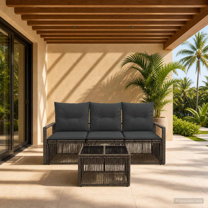Havesofa Sæt 4 stk. Grå polyrattan