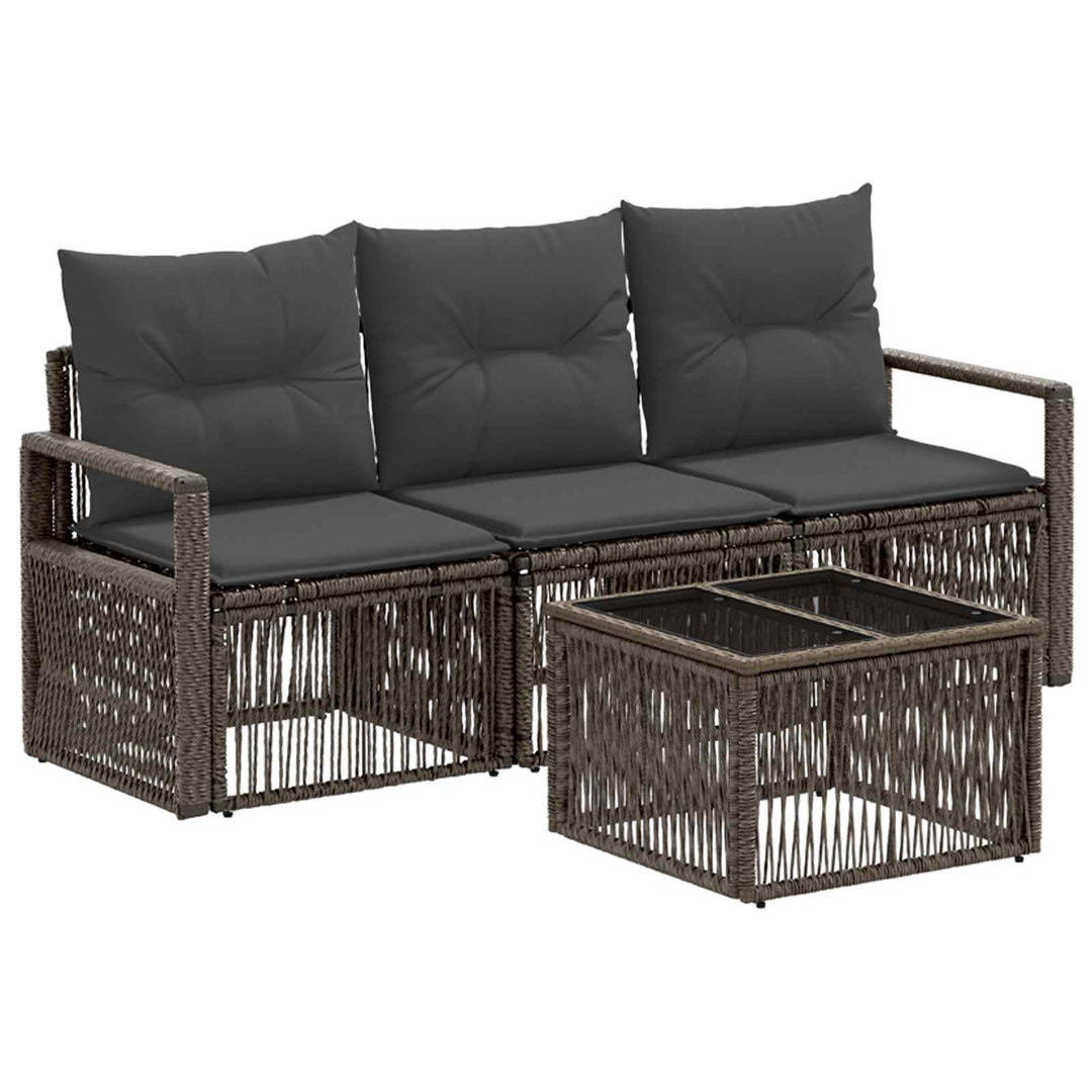 Havesofa Sæt 4 stk. Grå polyrattan