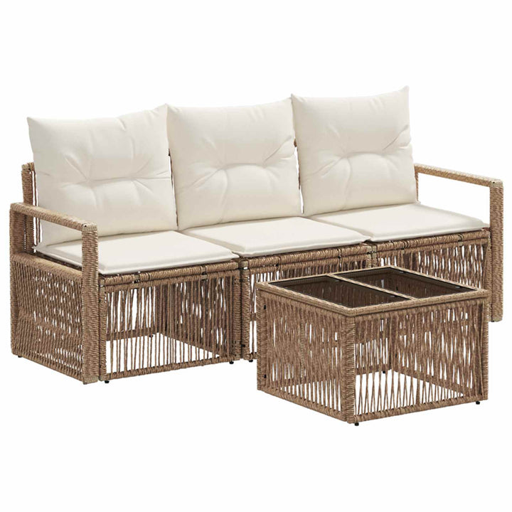 Havesofa Sæt 4 stk. Beige polyrattan