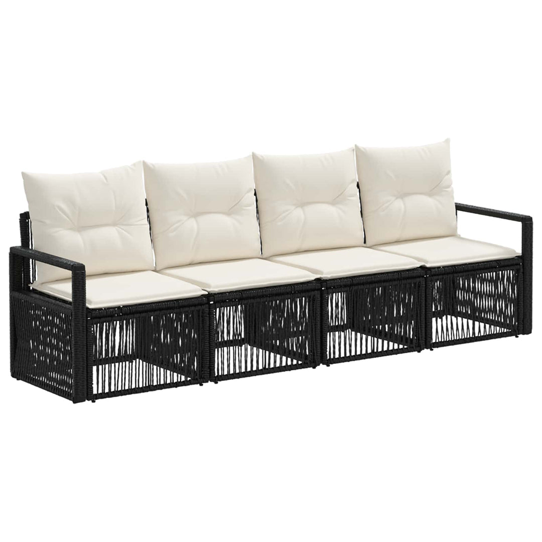 Havesofa Sæt 4 stk. Sort polyrattan