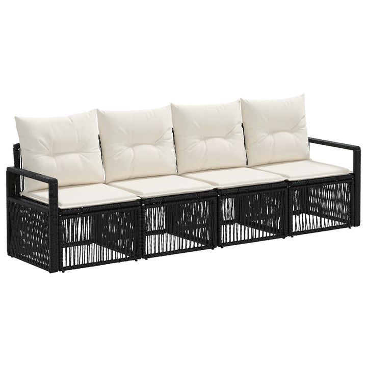 Havesofa Sæt 4 stk. Sort polyrattan