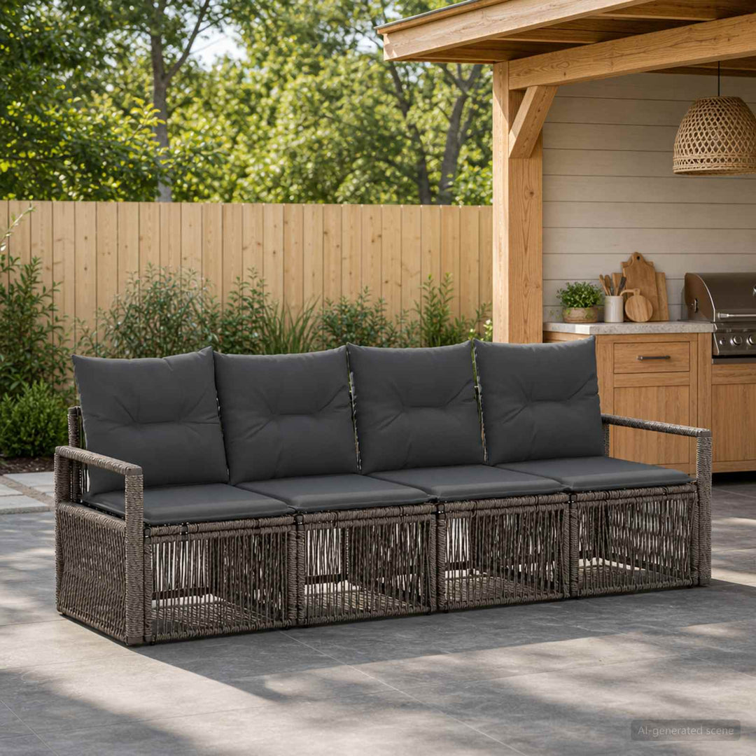 Havesofa Sæt 4 stk. Grå polyrattan