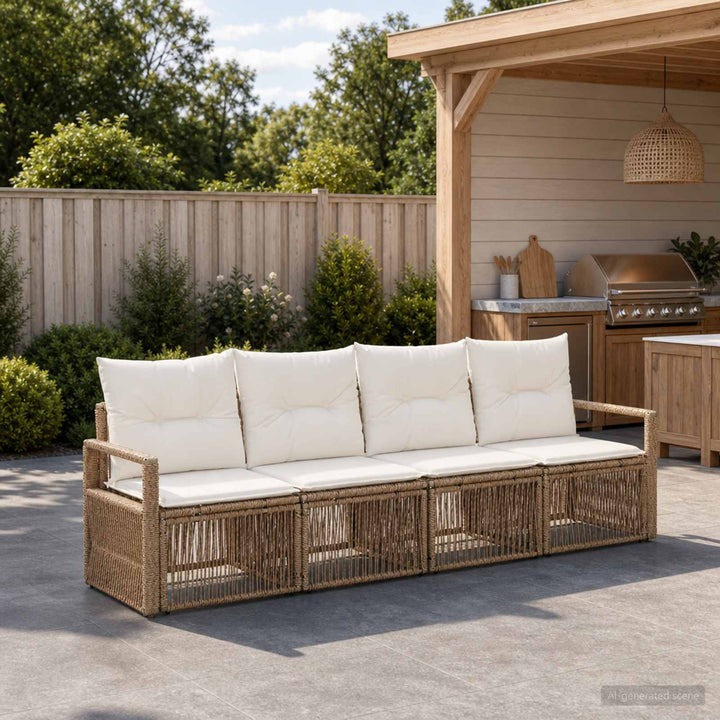 Havesofa Sæt 4 stk. Beige polyrattan