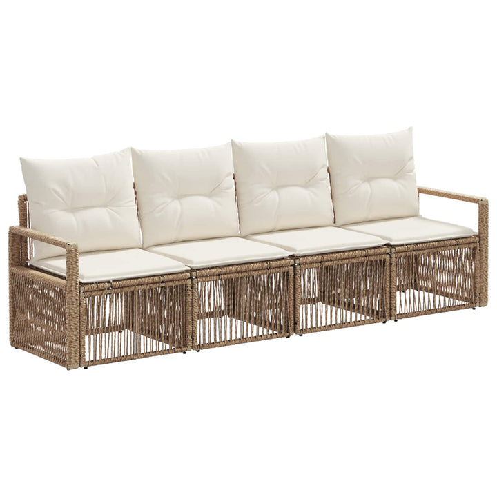 Havesofa Sæt 4 stk. Beige polyrattan