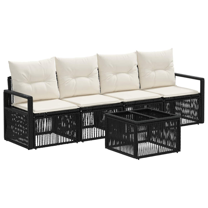 Havesofa Sæt 5 stk. Sort polyrattan