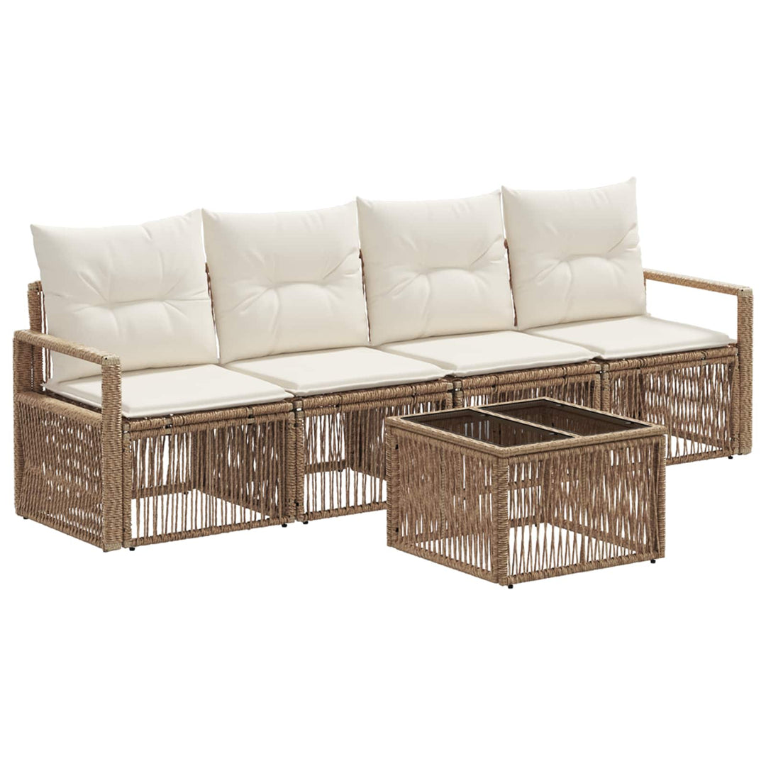 Havesofa Sæt 5 stk. Beige polyrattan