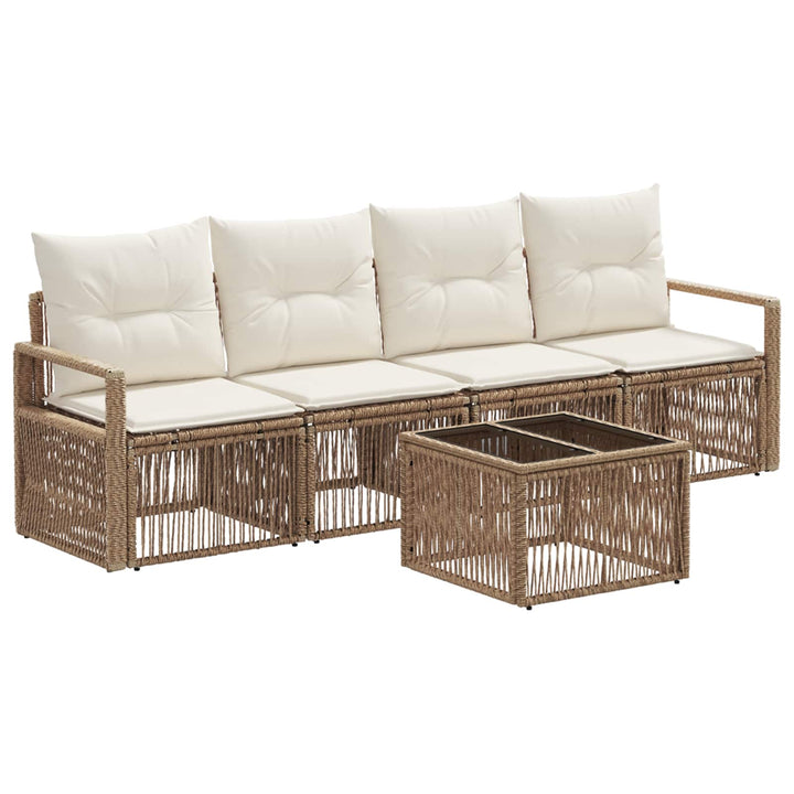 Havesofa Sæt 5 stk. Beige polyrattan