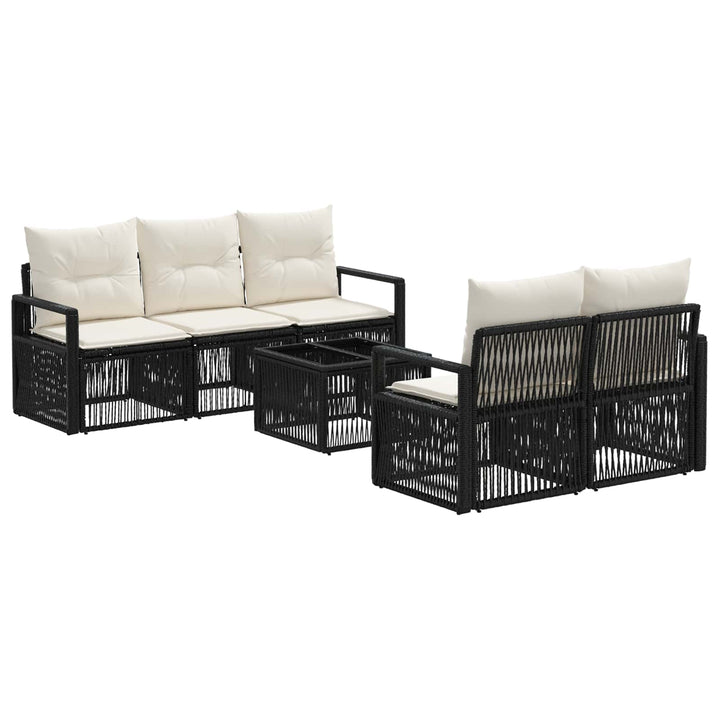 Havesofa Sæt 6 stk. Sort polyrattan