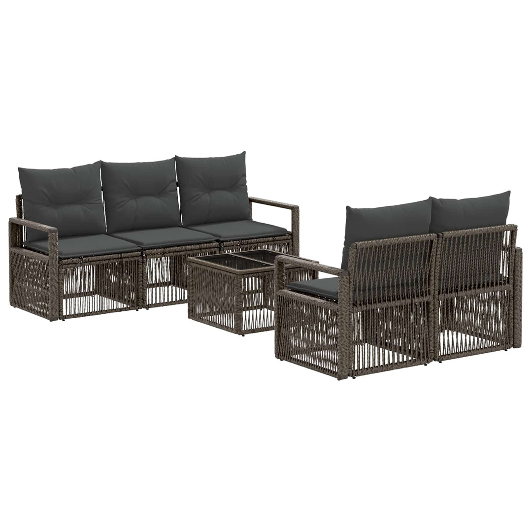 Havesofa Sæt 6 stk. Grå polyrattan