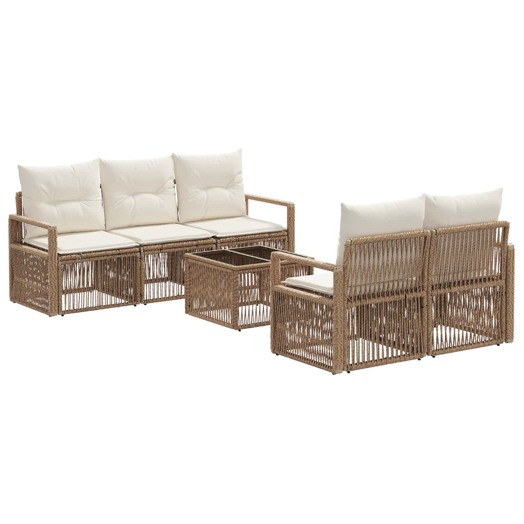 Havesofa Sæt 6 stk. Beige polyrattan