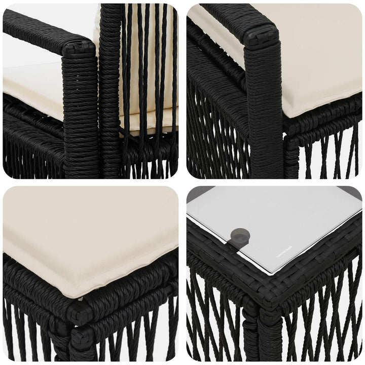 Havesofa Sæt 7 stk. Sort polyrattan