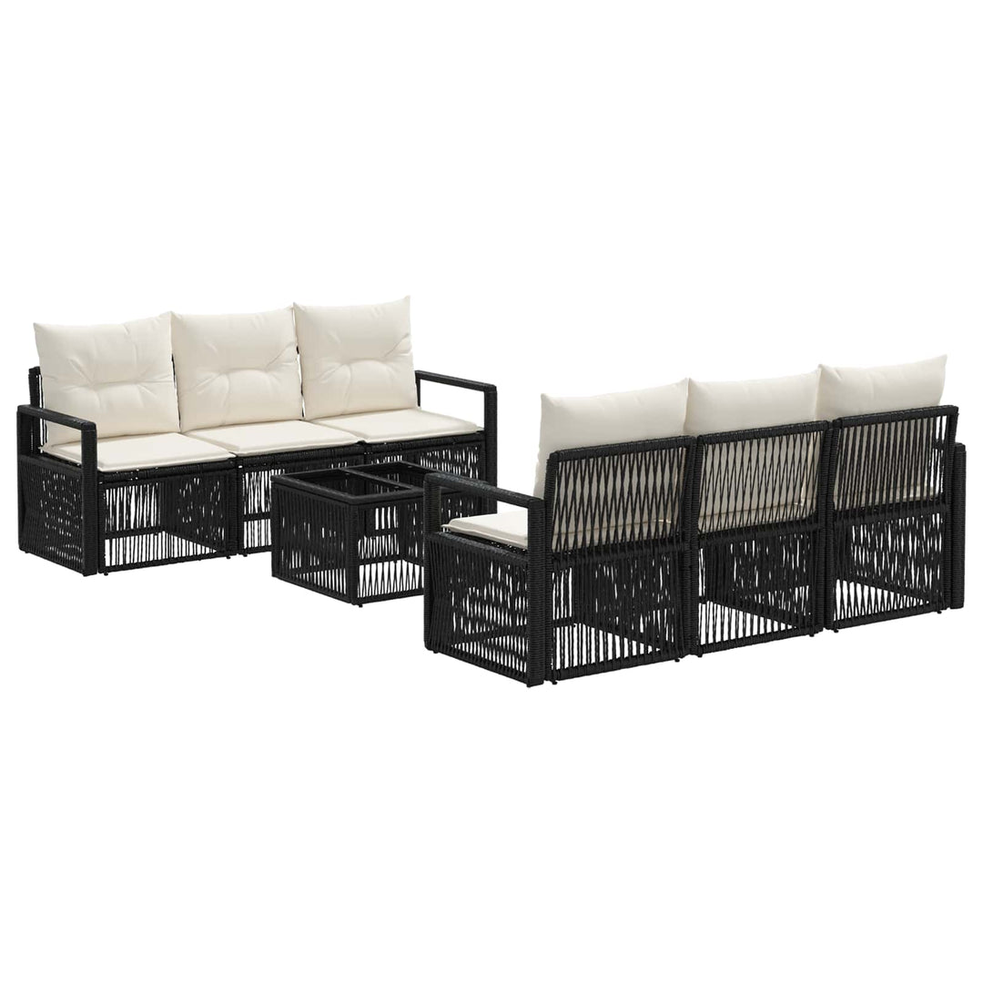 Havesofa Sæt 7 stk. Sort polyrattan