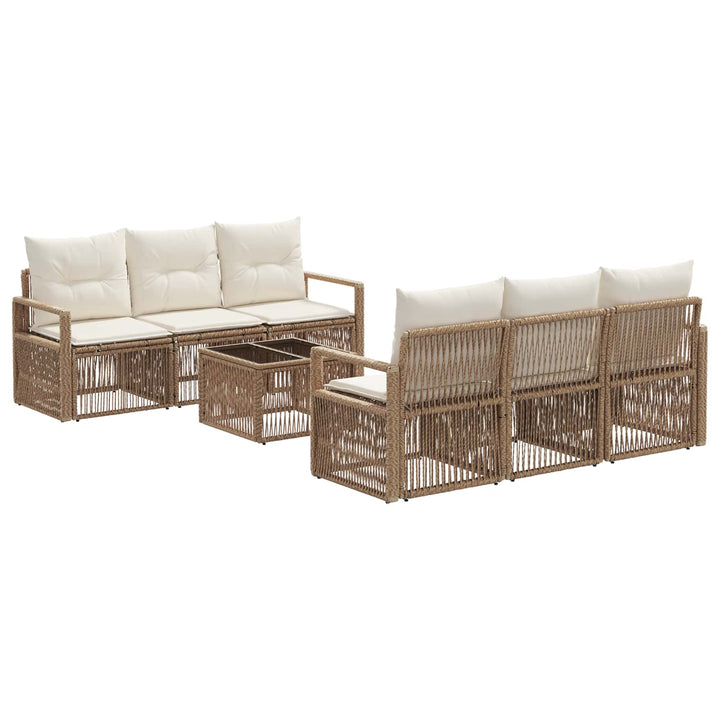 Havesofa Sæt 7 stk. Beige polyrattan