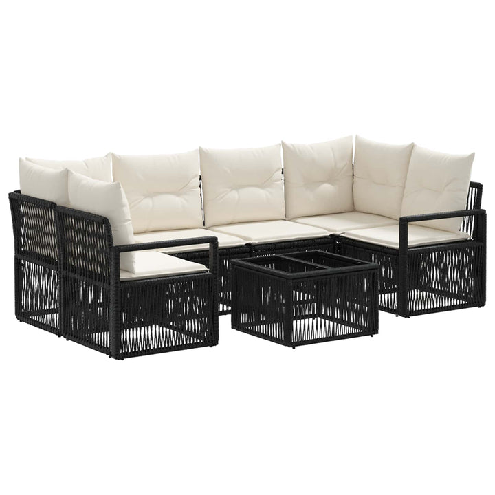 Havesofa Sæt 7 stk. Sort polyrattan