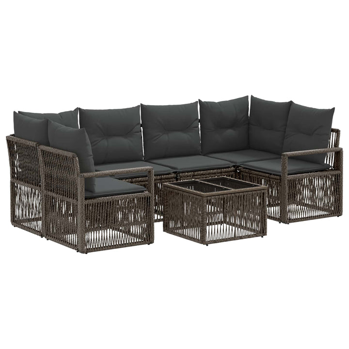 Havesofa Sæt 7 stk. Grå polyrattan