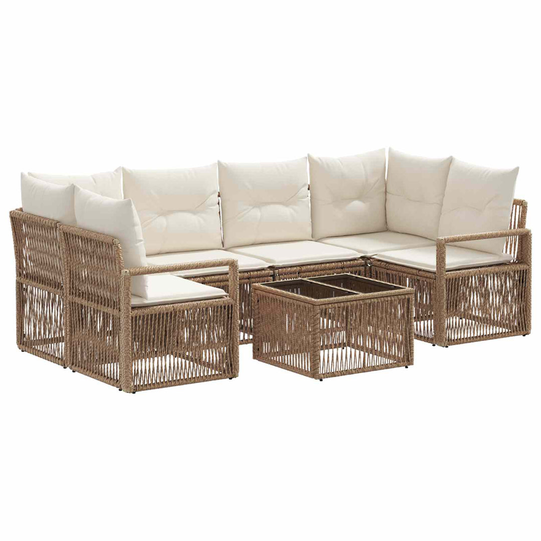 Havesofa Sæt 7 stk. Beige polyrattan