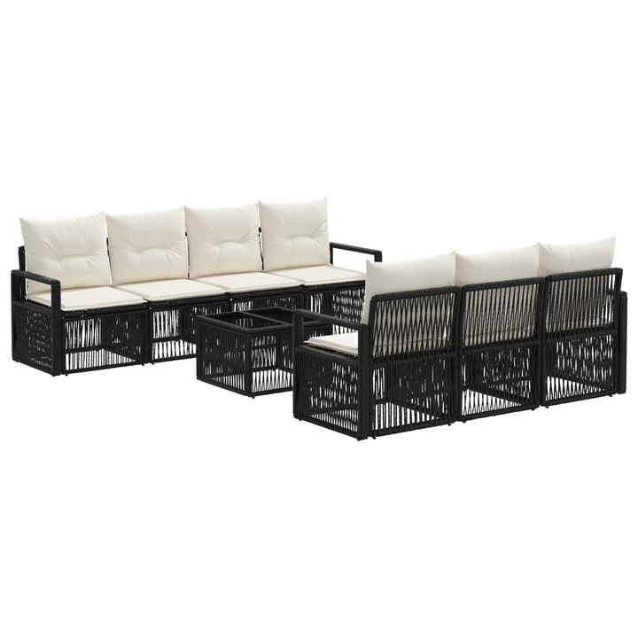Havesofa Sæt 8 stk. Sort polyrattan