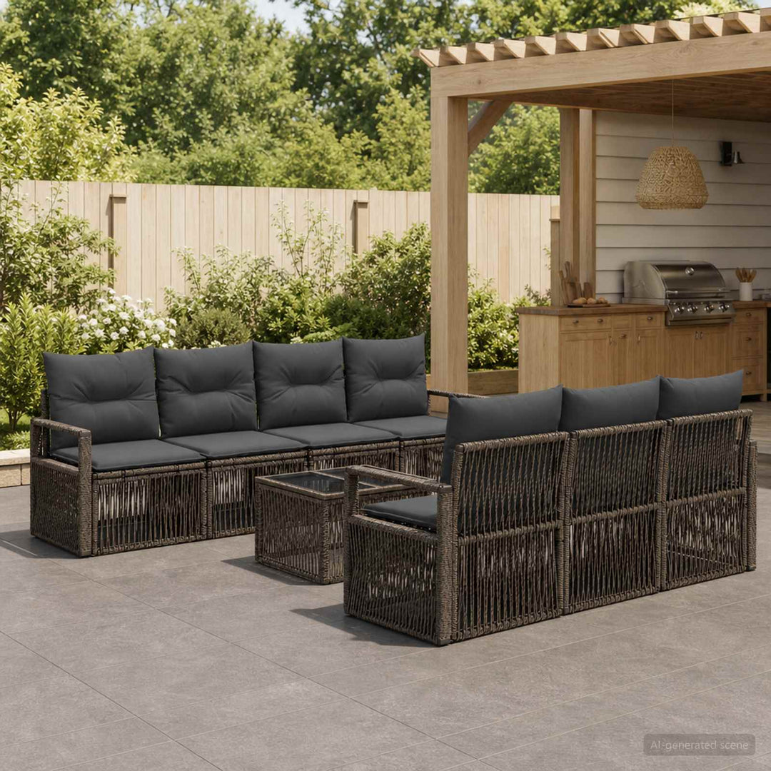 Havesofa Sæt 8 stk. Grå polyrattan