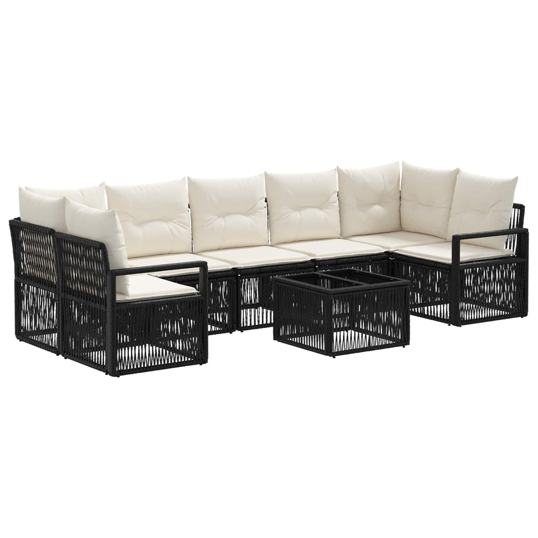 Havesofa Sæt 8 stk. Sort polyrattan