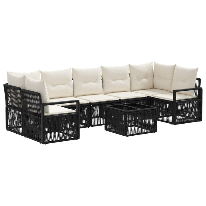 Havesofa Sæt 8 stk. Sort polyrattan