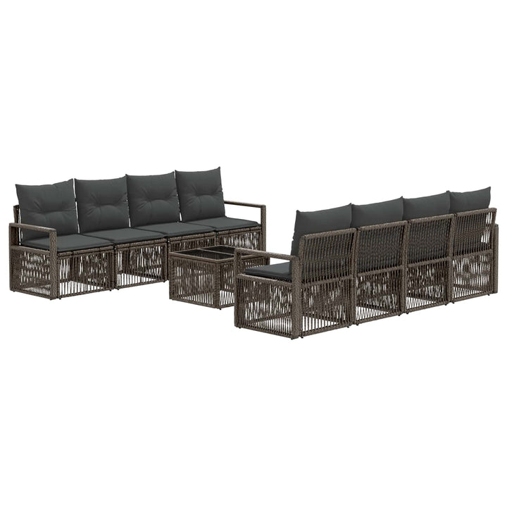 Havesofa Sæt 9 stk. Grå polyrattan