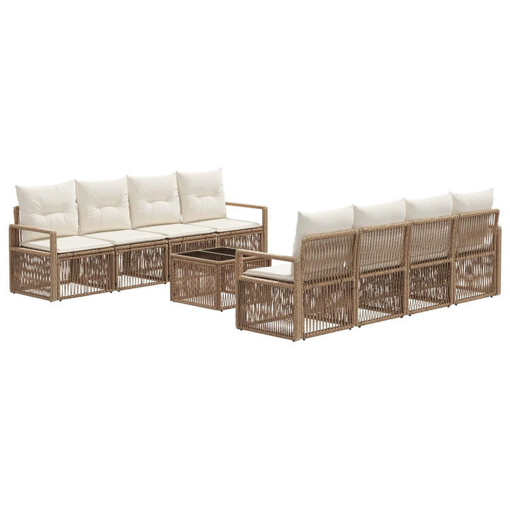 Havesofa Sæt 9 stk. Beige polyrattan