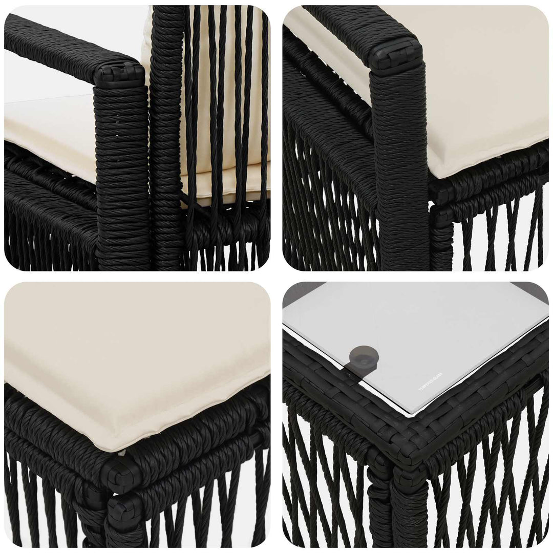 Havesofa Sæt 9 stk. Sort polyrattan