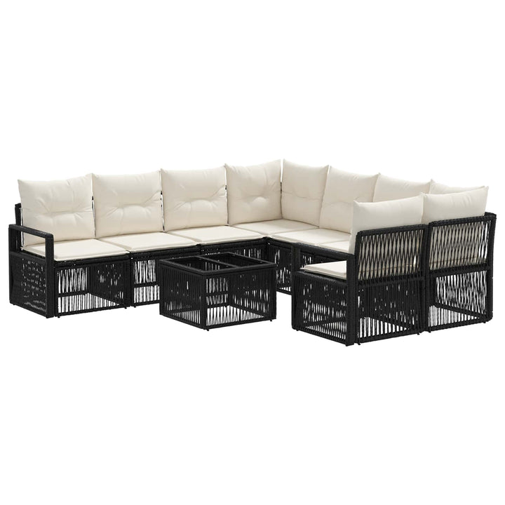 Havesofa Sæt 9 stk. Sort polyrattan