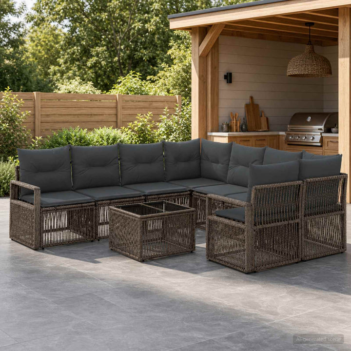 Havesofa Sæt 9 stk. Grå polyrattan