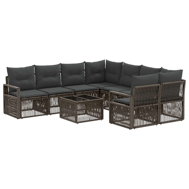 Havesofa Sæt 9 stk. Grå polyrattan