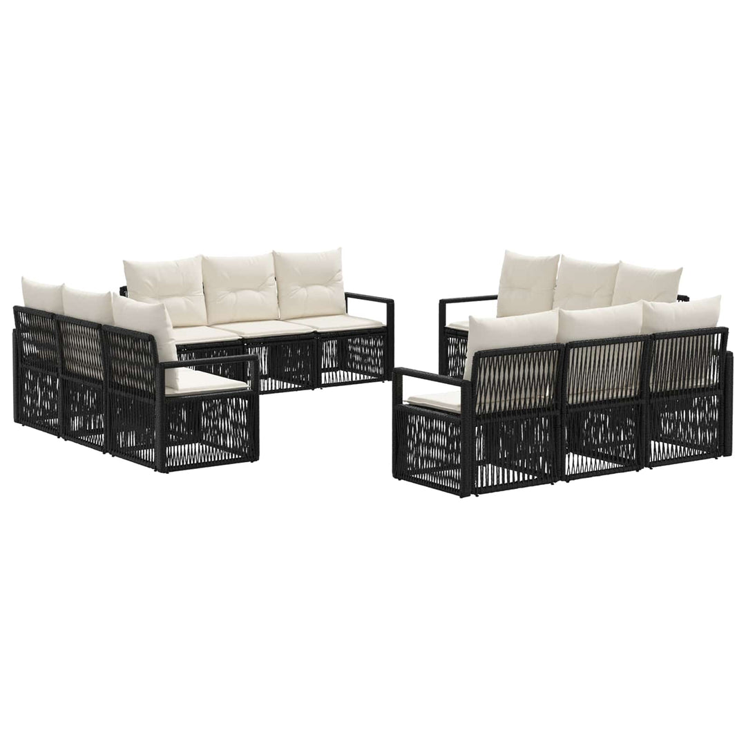Havesofa Sæt 12 stk. Sort polyrattan