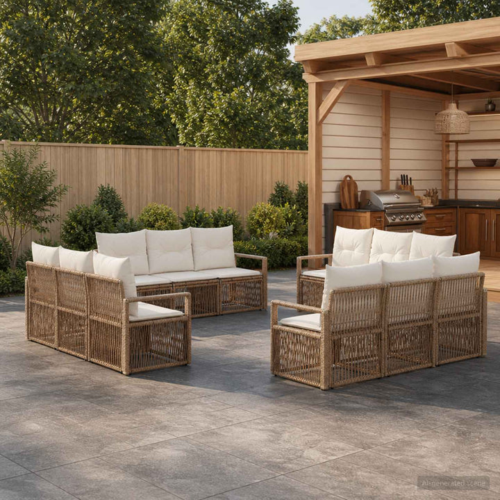 Havesofa Sæt 12 stk. Beige polyrattan