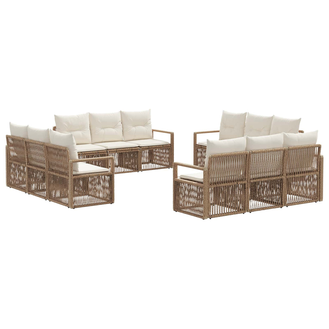 Havesofa Sæt 12 stk. Beige polyrattan