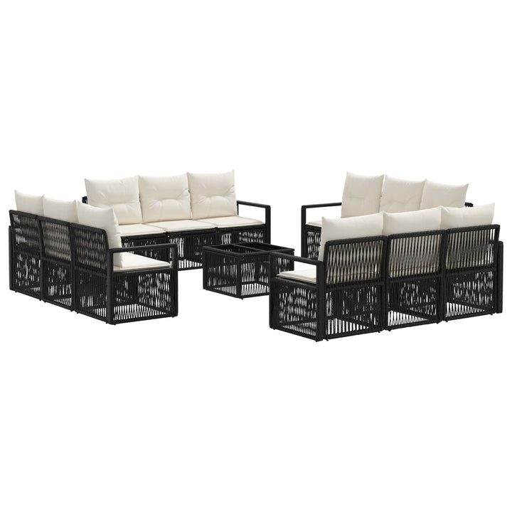 Havesofa Sæt 13 stk. Sort polyrattan