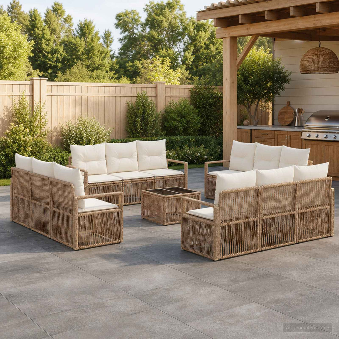 Havesofa Sæt 13 stk. Beige polyrattan